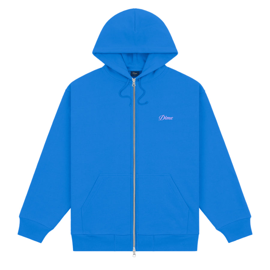 Dime Hoodie Cursive Zip Cobalt