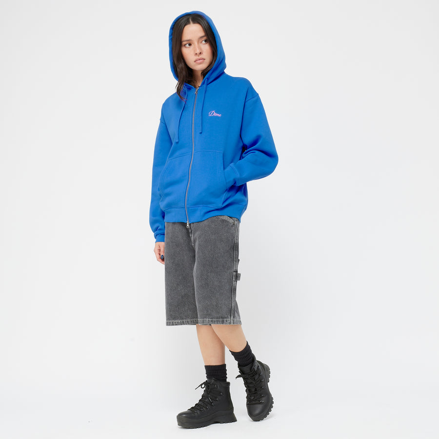 dime Hoodie Cursive Zip Cobalt