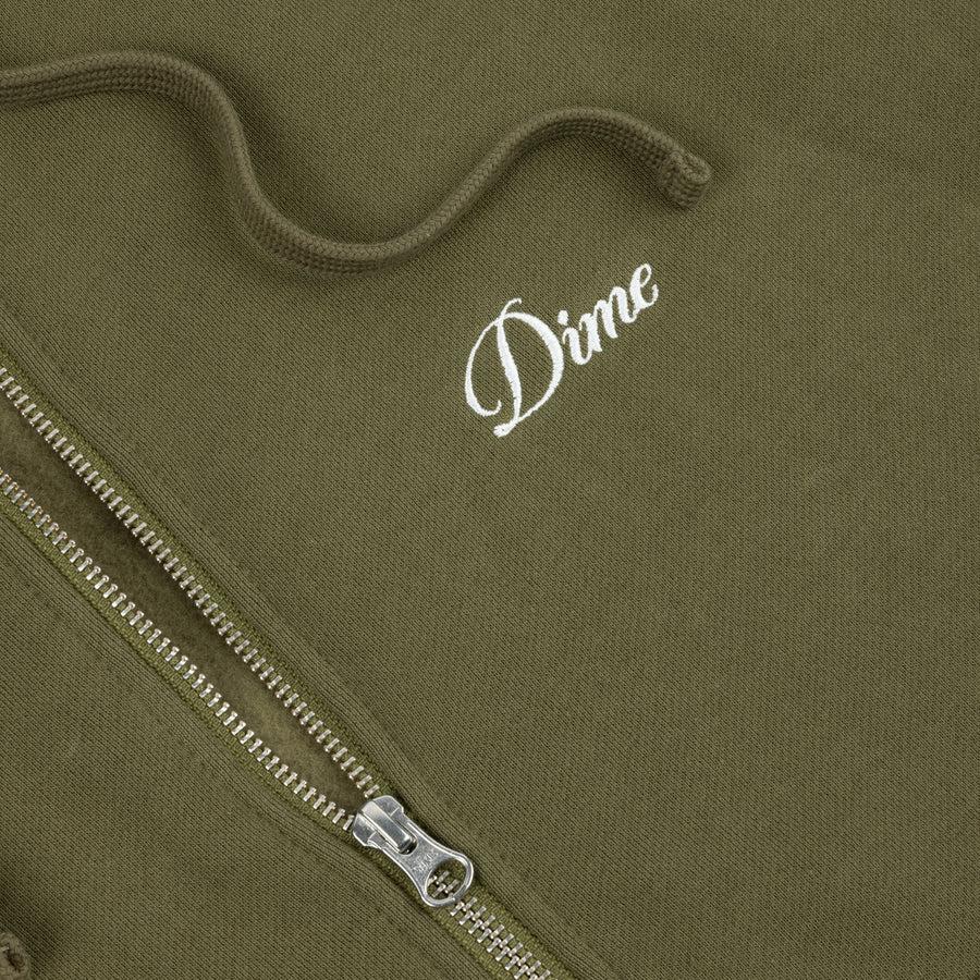 Dime Hoodie Cursive Zip Dark Olive