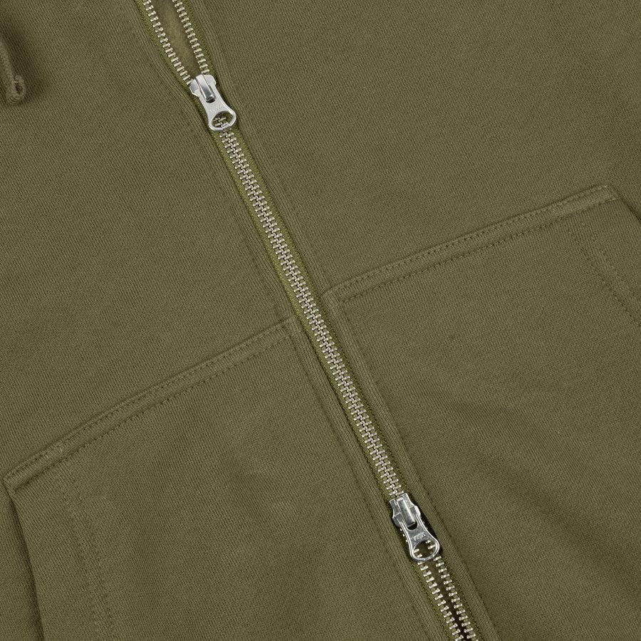 Dime Hoodie Cursive Zip Dark Olive
