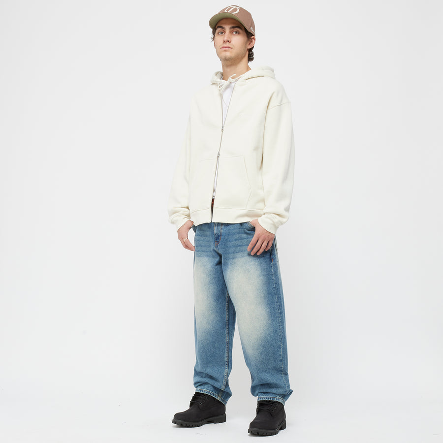 dime Hoodie Cursive Zip Natural