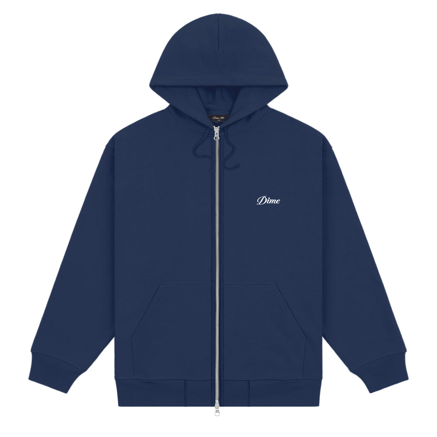 Dime Hoodie Cursive Zip Navy