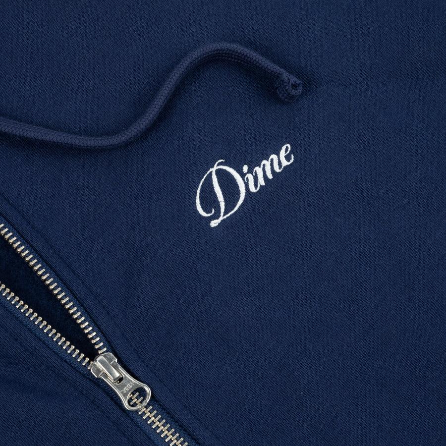 Dime Hoodie Cursive Zip Navy