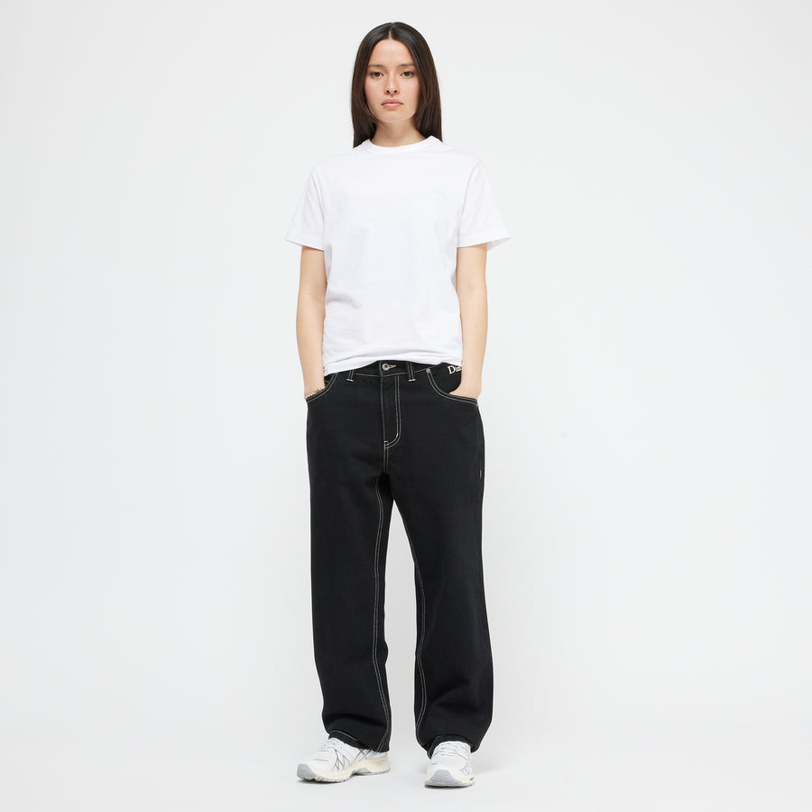 dime Pantalon Classic Relaxed Denim Black/contrast stitch