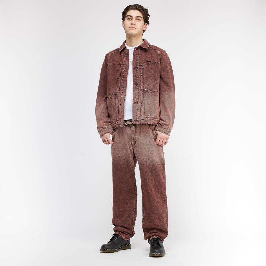 dime Pantalon Classic Relaxed Denim Dipped sandblasted burgundy