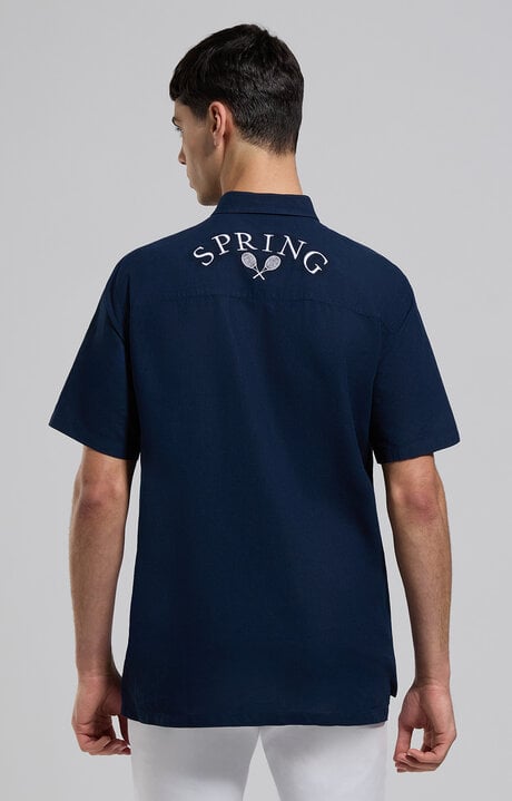 Dirk Bikkembergs Embroidered Linen Men's Shirt