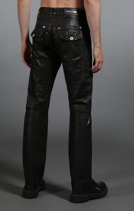 Dirk Bikkembergs Men's Black Leather Jeans