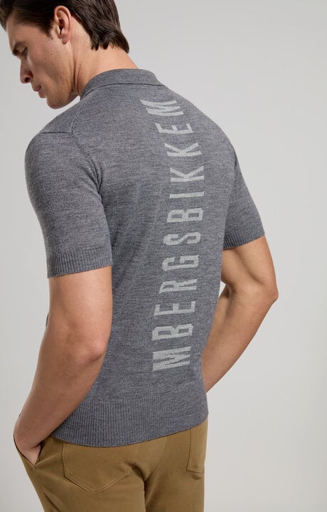 dirk bikkembergs Men's blended wool polo shirt