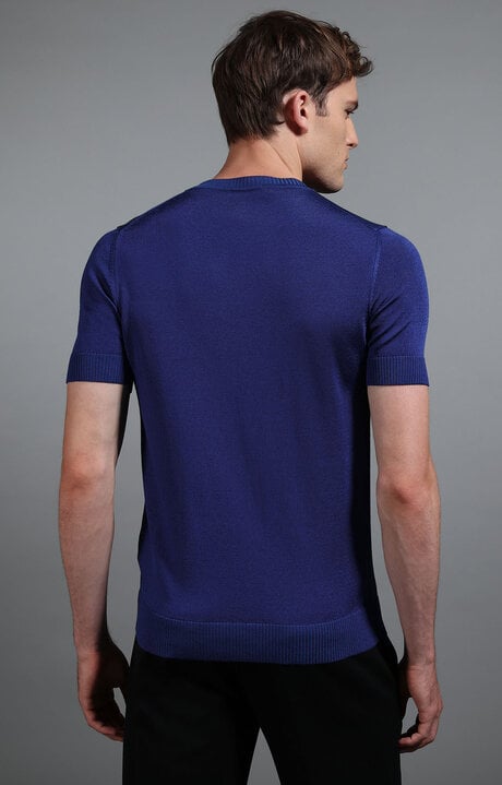 Dirk Bikkembergs Men's Blue Jacquard Knit T-shirt