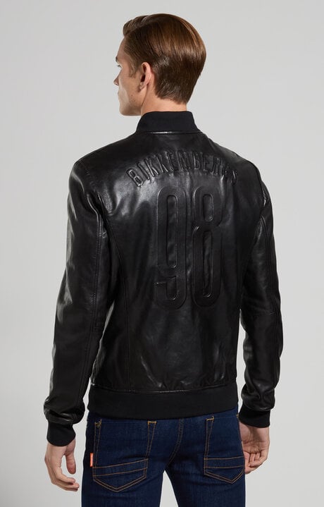 Dirk Bikkembergs Men's Leather Bomber Jacket