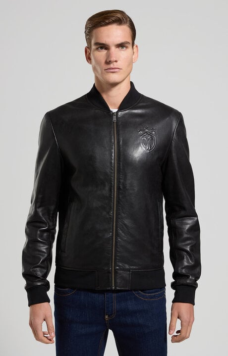 Dirk Bikkembergs Men's Leather Bomber Jacket