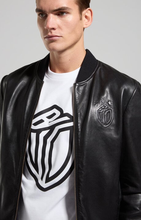 dirk bikkembergs Men's leather bomber jacket