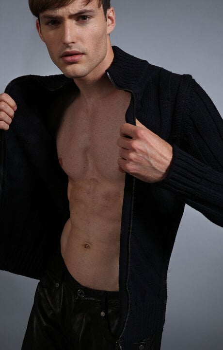 dirk bikkembergs Men's navy cardigan