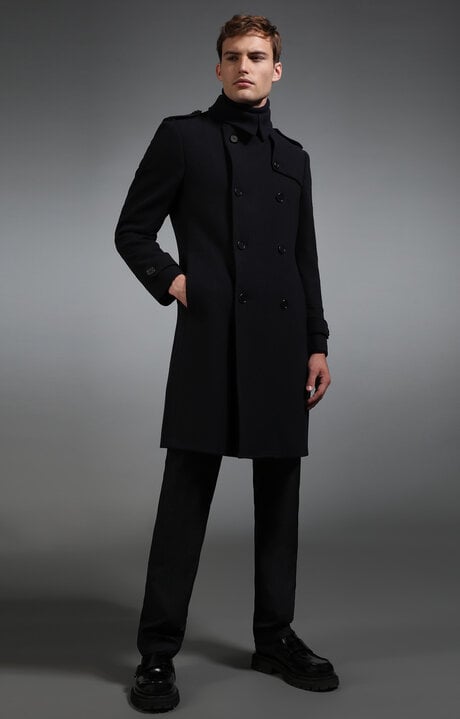 Dirk Bikkembergs Men's Navy Double Breasted Coat