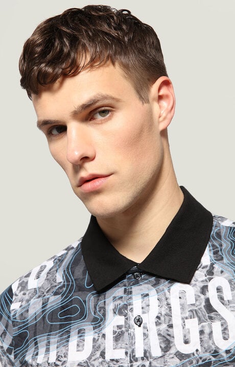 Dirk Bikkembergs Men's Polo Shirt With Water Map