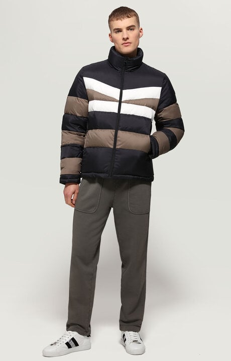Dirk Bikkembergs Men's Puffer Jacket With Stripes