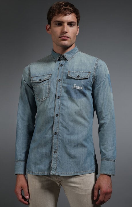 Dirk Bikkembergs Men's Washed Denim Shirt