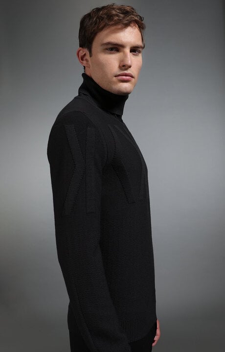 dirk bikkembergs Men's dark grey turtleneck sweater