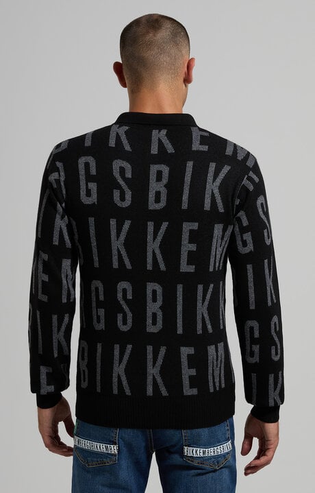 Dirk Bikkembergs Men's Jacquard Polo With All-over Logo