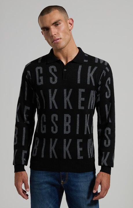 Dirk Bikkembergs Men's Jacquard Polo With All-over Logo