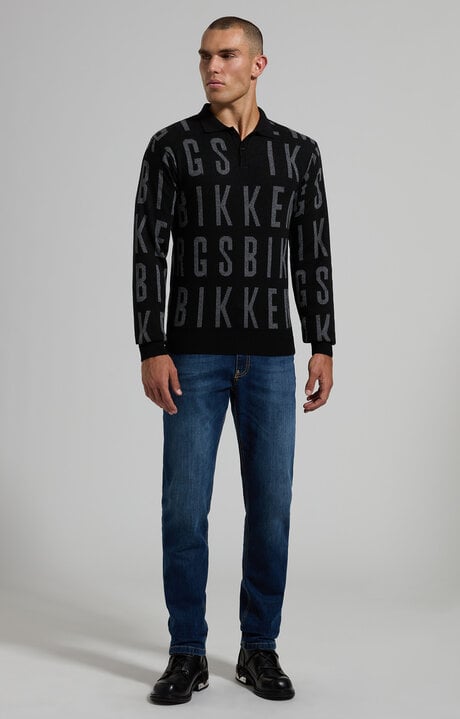 Dirk Bikkembergs Men's Jacquard Polo With All-over Logo