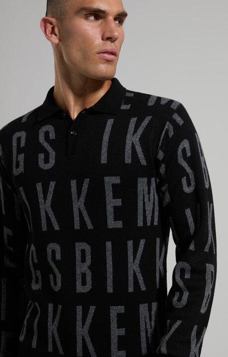 dirk bikkembergs Men's jacquard polo with all-over logo