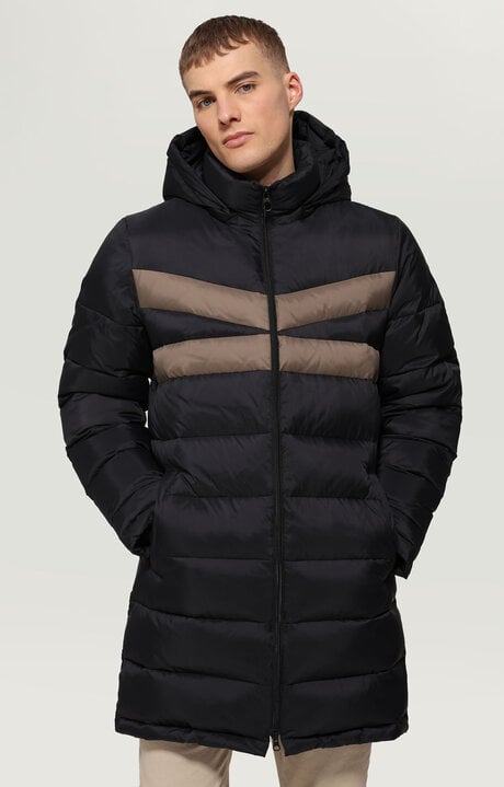 Dirk Bikkembergs Men's Long Puffer Jacket With Stripes
