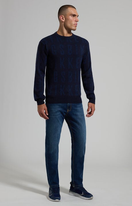 Dirk Bikkembergs Men's Round Neck Jacquard Pullover