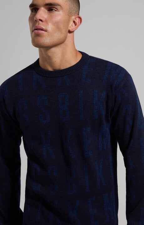 dirk bikkembergs Men's round neck jacquard pullover