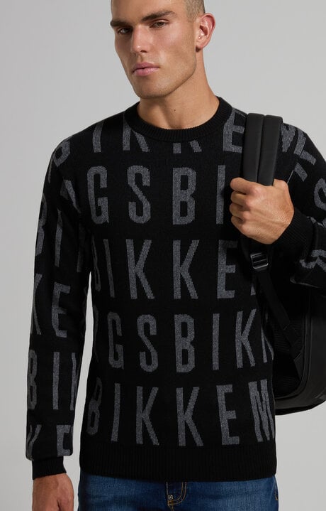 dirk bikkembergs Men's round neck jacquard pullover