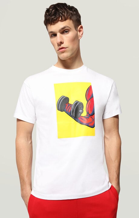 dirk bikkembergs Men's T-shirt with Weightlifting print