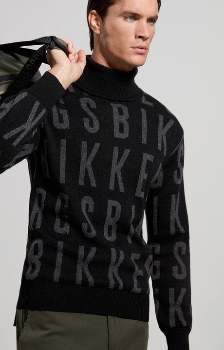 dirk bikkembergs Men's turtleneck jacquard pullover