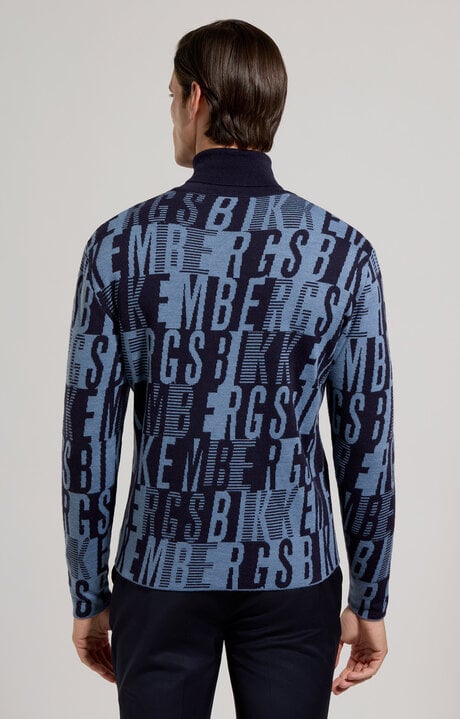 Dirk Bikkembergs Men's Turtleneck Pullover With Jacquard Logo