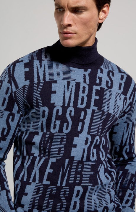 dirk bikkembergs Men's turtleneck pullover with jacquard logo
