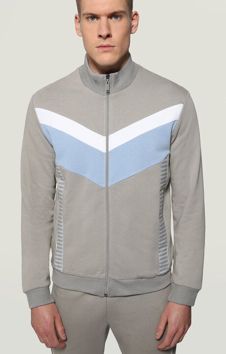 dirk bikkembergs Men's zip sweatshirt jacquard tape