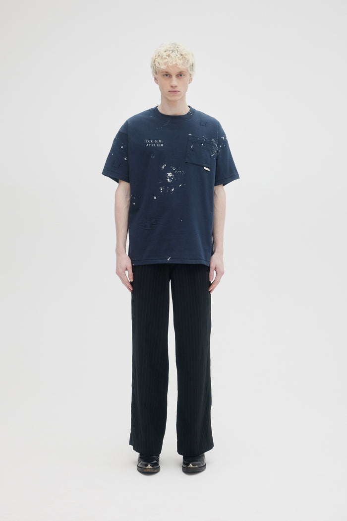 Domrebel ATELIER POCKET TEE DARK BLUE DARK BLUE PAINT