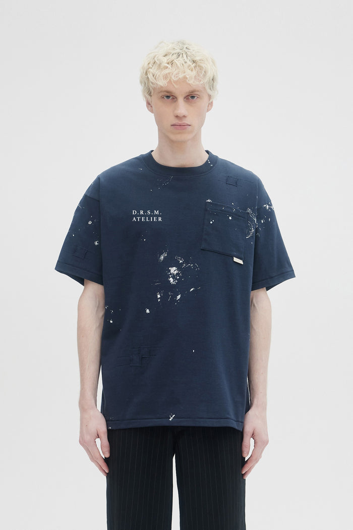 Domrebel ATELIER POCKET TEE DARK BLUE DARK BLUE PAINT