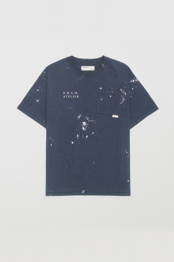 domrebel ATELIER POCKET TEE DARK BLUE DARK BLUE PAINT