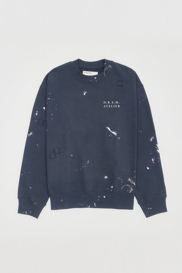 domrebel ATELIER SWEATSHIRT DARK BLUE DARK BLUE PAINT