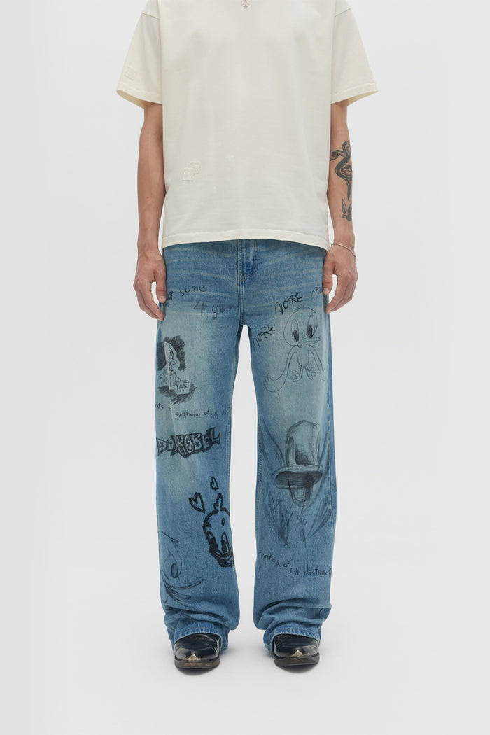 Domrebel BEAKER BOOTCUT JEANS Mid Blue