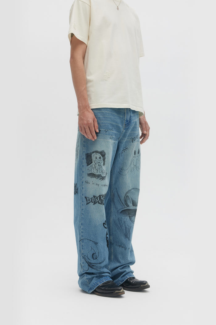 Domrebel BEAKER BOOTCUT JEANS Mid Blue