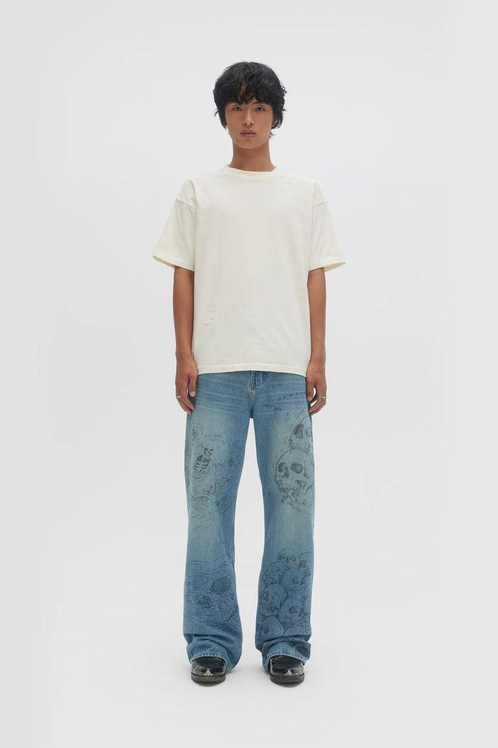 Domrebel BONES BOOTCUT JEANS Mid Blue