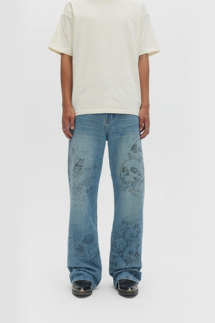 Domrebel BONES BOOTCUT JEANS Mid Blue