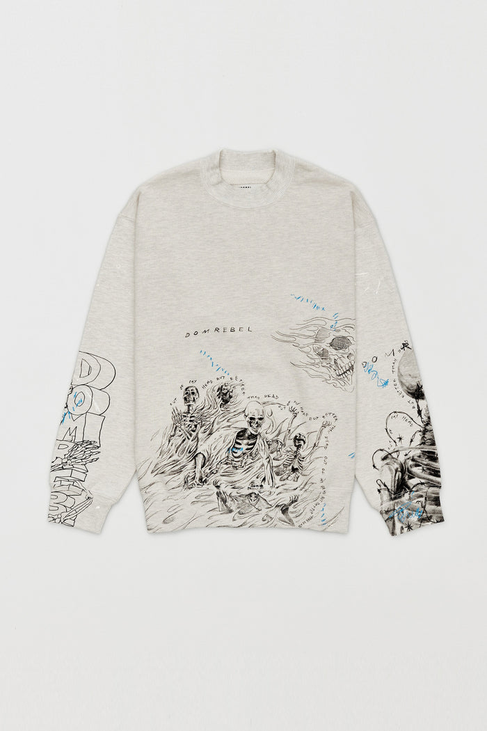 domrebel BONES SWEATSHIRT GREIGE