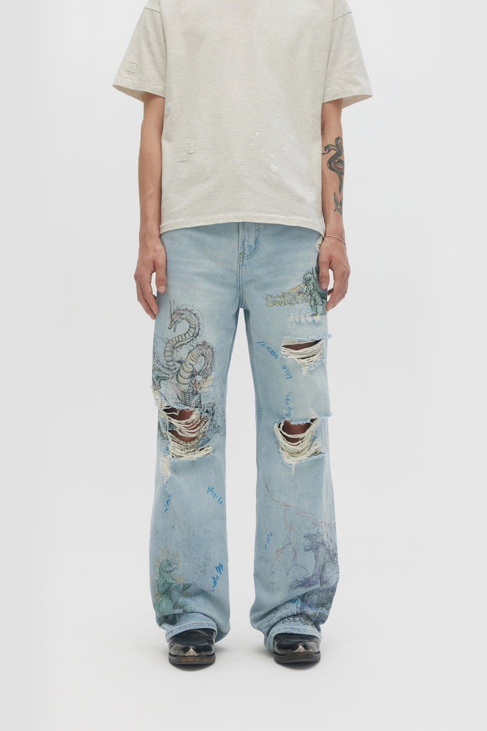 Domrebel CONFLICT BOOTCUT JEANS Light Blue