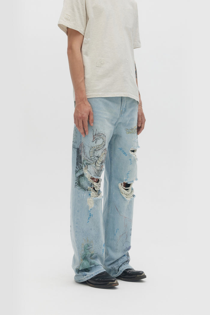Domrebel CONFLICT BOOTCUT JEANS Light Blue