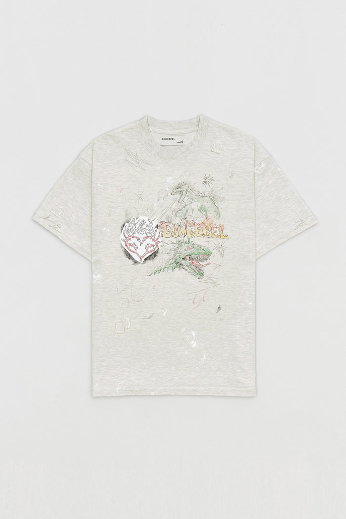 domrebel CONFLICT T-SHIRT GREIGE