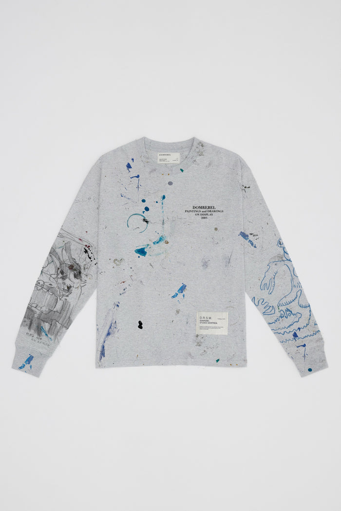 Domrebel CRUSHED LONG SLEEVE T-SHIRT Heather Grey