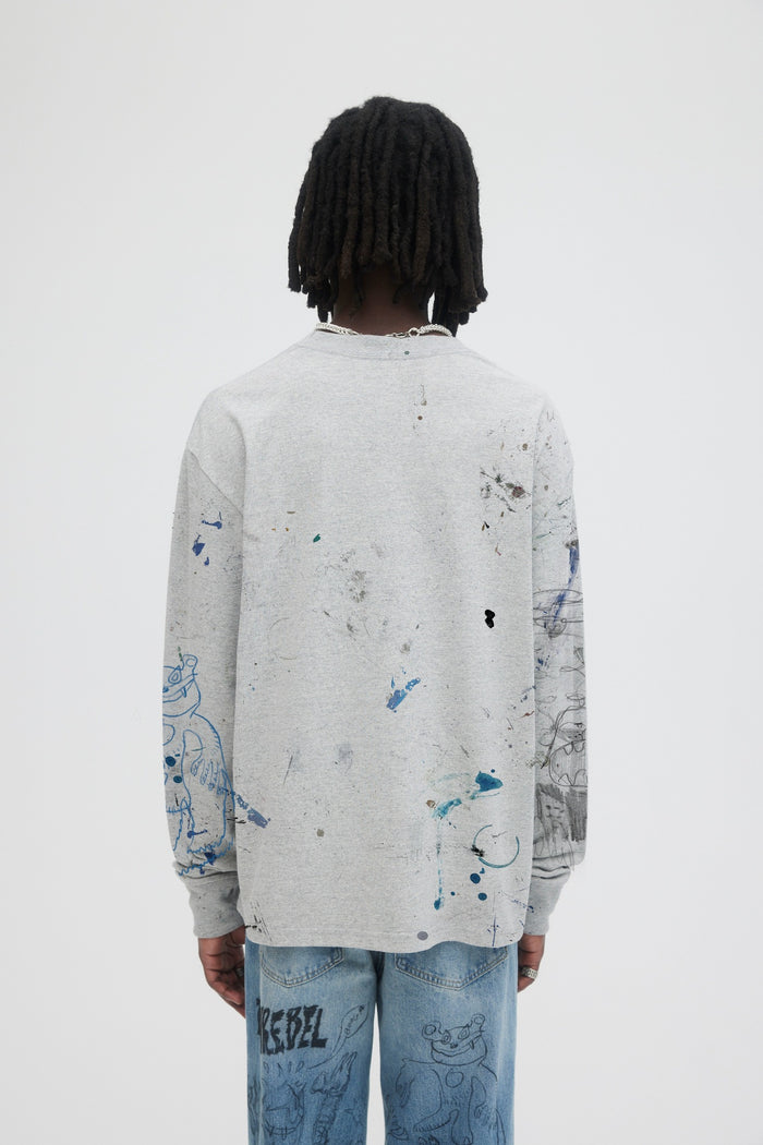 Domrebel CRUSHED LONG SLEEVE T-SHIRT Heather Grey