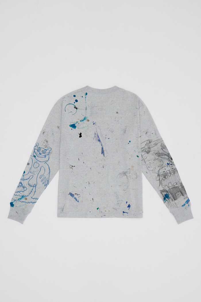 Domrebel CRUSHED LONG SLEEVE T-SHIRT Heather Grey